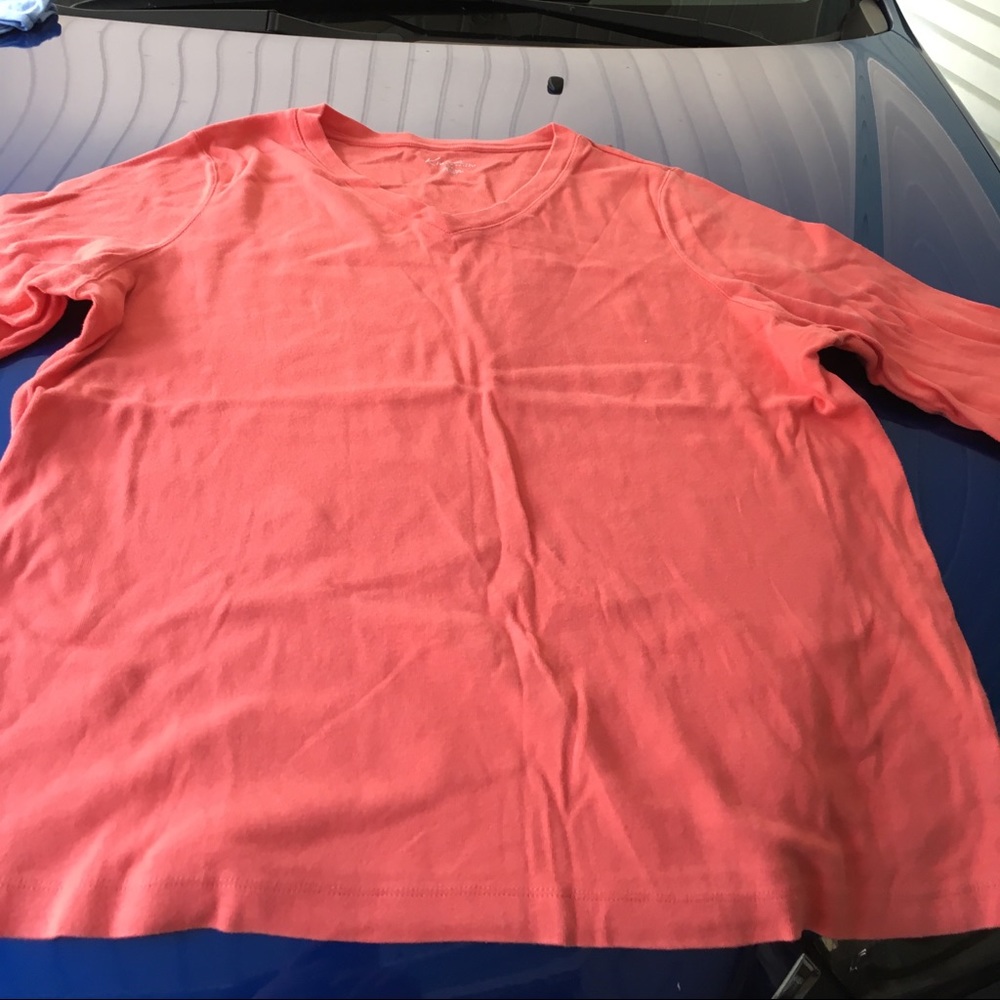 2x Kim Rogers Orange/pink long-sleeve top.